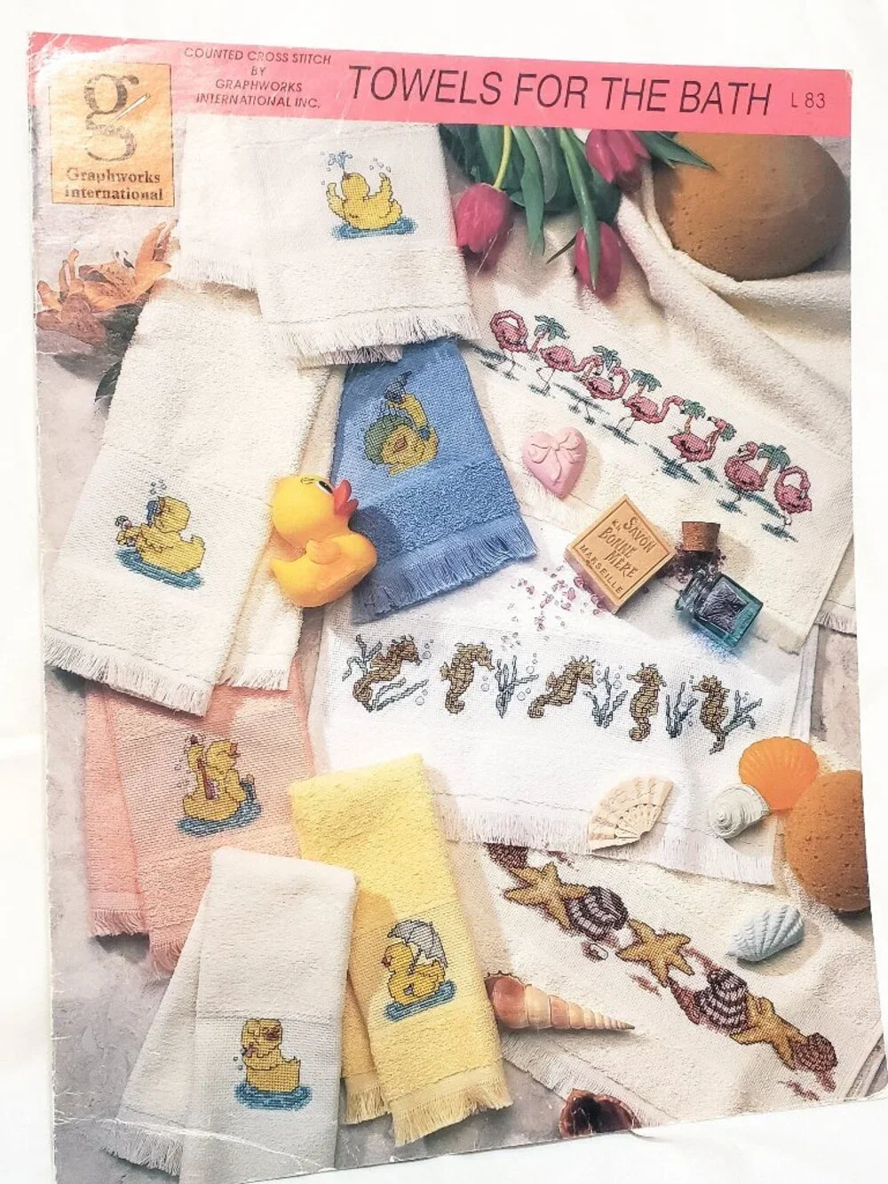 Towels for the Bath Cross Stitch Pattern Leaflet Graphworks International 1995